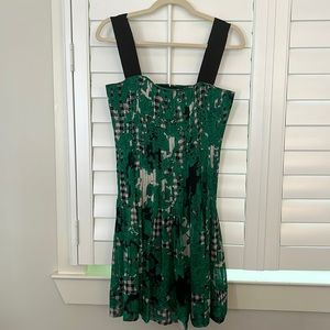 DVF black white and green dress